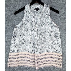Alice Collection Women White with Pink and White Sleeveless Blouse - Size Small
